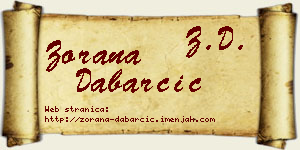 Zorana Dabarčić vizit kartica